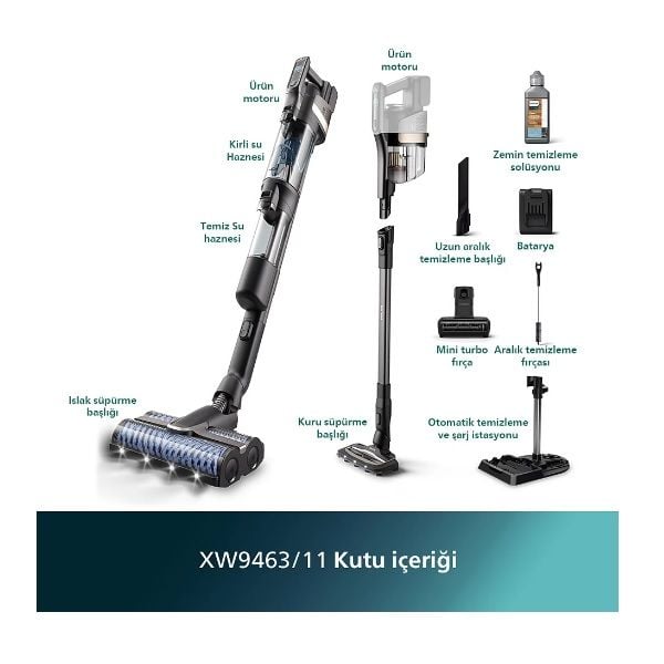 Philips Aqua Trio XW9463/11 Islak Kuru Şarjlı Dikey Süpürge