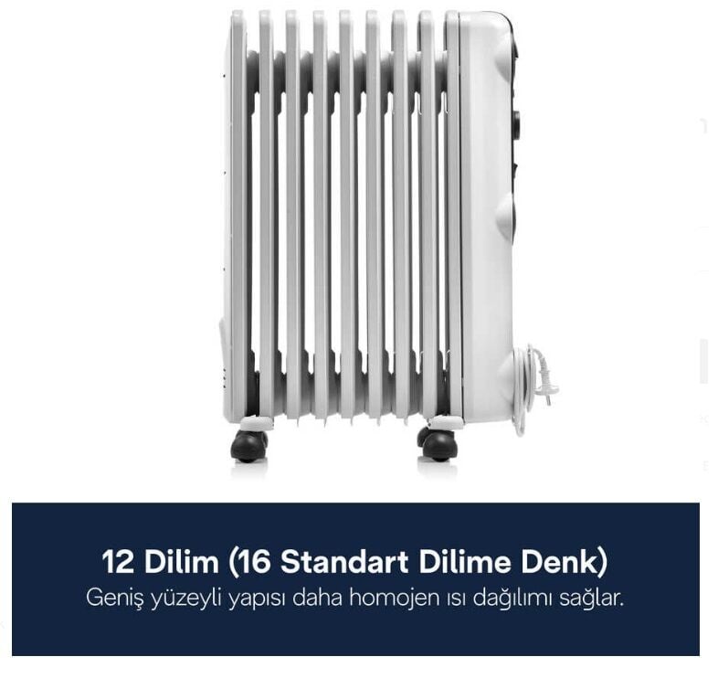 Delonghi Radias TRRS 1225C 2500 W 12 Dilim Yağlı Radyatör