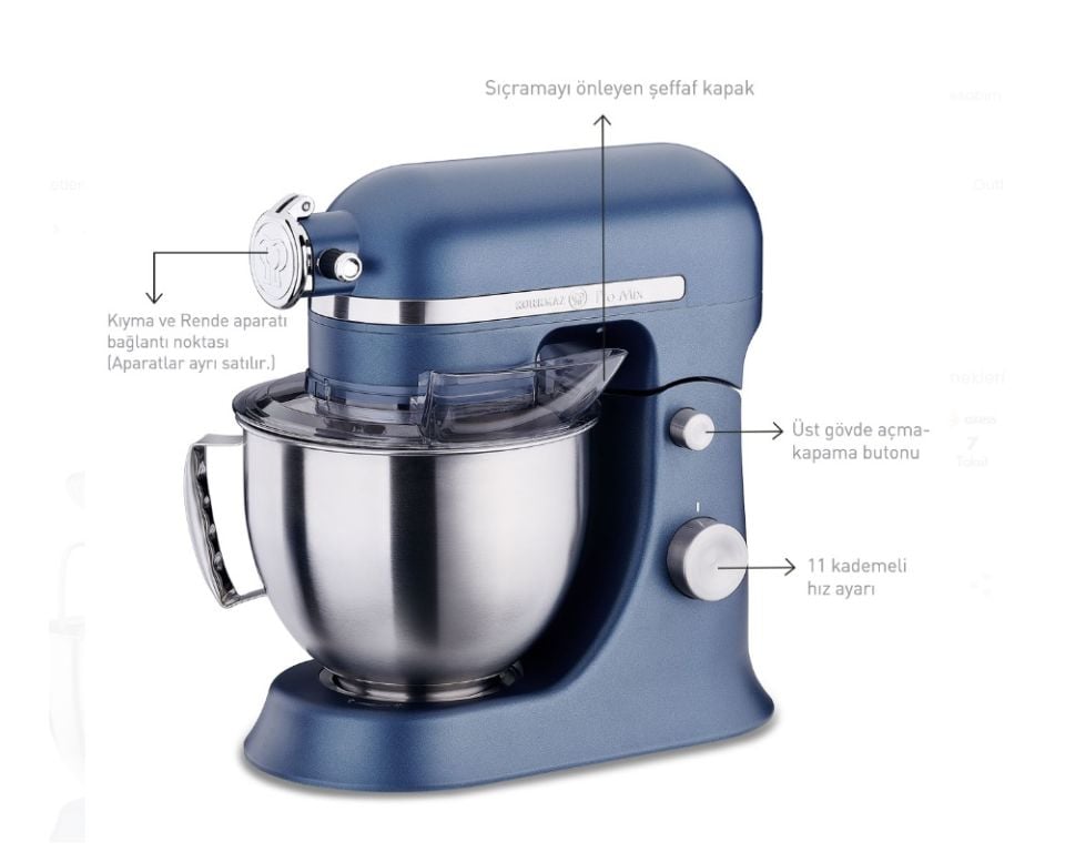 Korkmaz Pro Mix A470-02 1600 W 4.7 lt Azura Stand Mikser