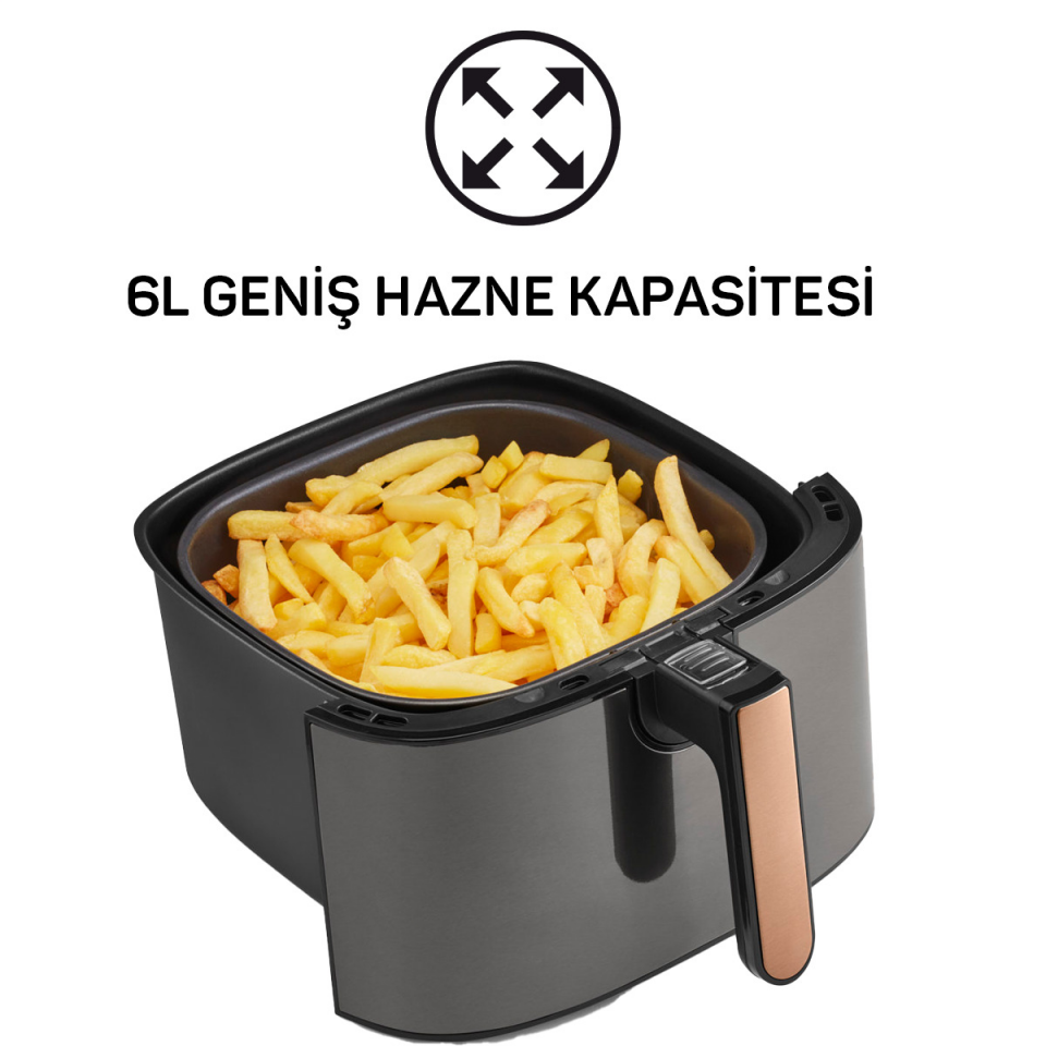 Arzum AR2074-B Airtasty XL Air Fryer 6 lt Bakır Yağsız Fritöz